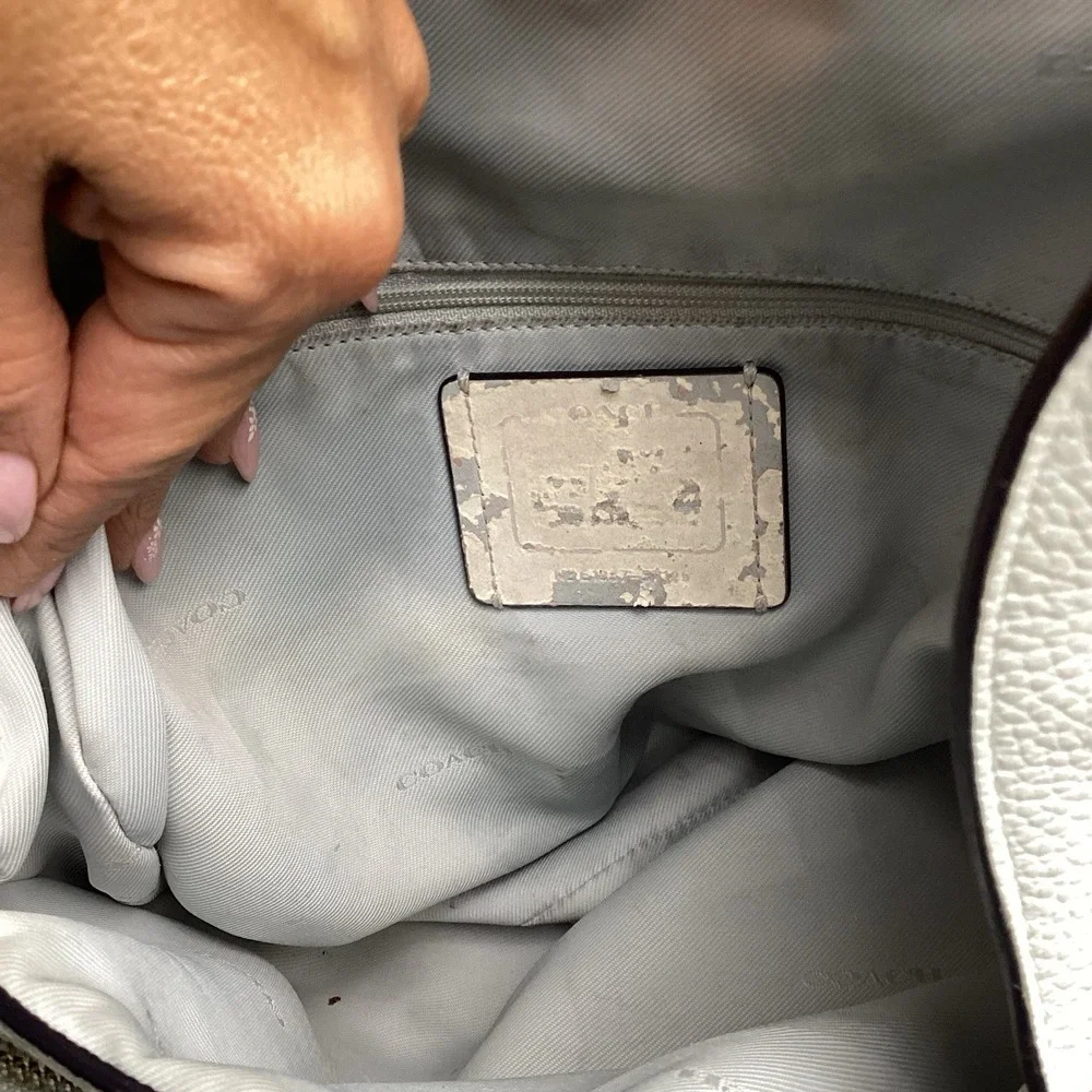Coach Edie Turnlock Baby Blue Leather Triple Compartment Shoulder Bag